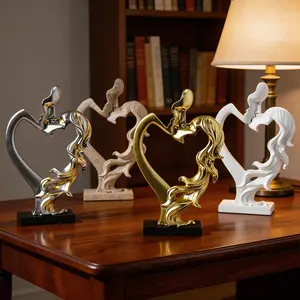 Collectibles Sculpture Nordic Modern Character Kiss Ornament Simple Solid Color Couple Character Statue Party Desktop Decoration Suitable for Multiple Scenarios Courtyard Garden Living Room Dining Room Bedroom Wine Cabinet Decoration Home Decor