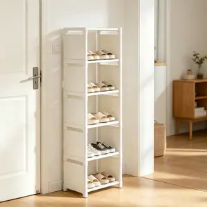 Adjustable 6-Tier Shoe Rack, Tool-Free Installation, Simple /, Portable Entryway Shoe Cabinet, Dorm Family Sports Shoe Organizer, Shoe Storage Rack