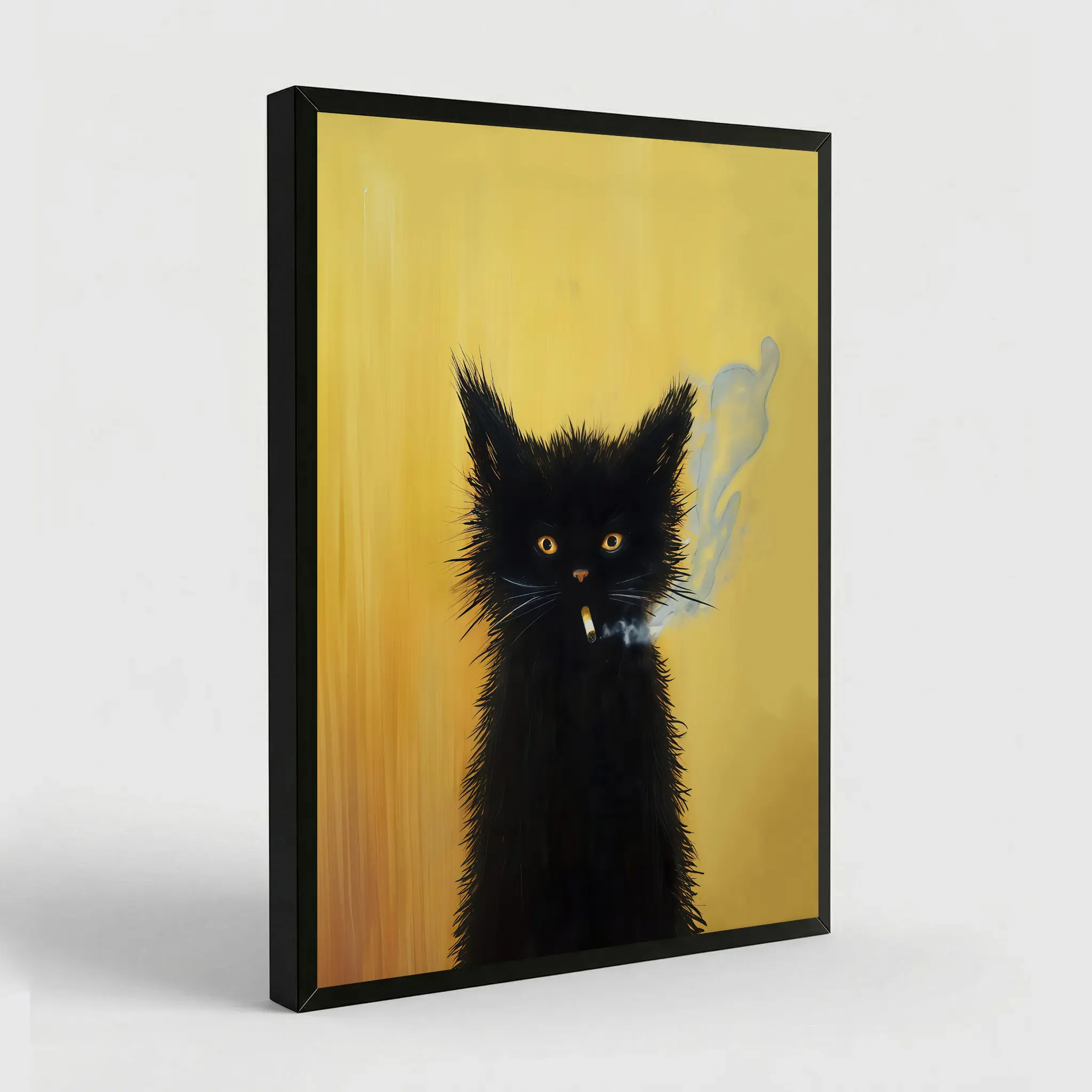Smoking Cat Art Print Antique Cat Vintage Victorian Kitsch Poster Weird Storybook Funny Kitten Retro Ganster Cat Eco-Friendly Canvas Wall Decor