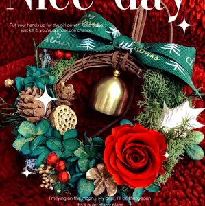 Christmas wreath Forever Rose / Flowers, gifts for ones, eternal love Box Decorative Fruit Plants Hand Decor Synthetic Wedding
