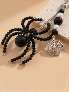 Gothic Halloween Large Spider Keychain Pendant, Dark Web Anti-Loss Bag Charm for Girls, Unique Style Accessory
