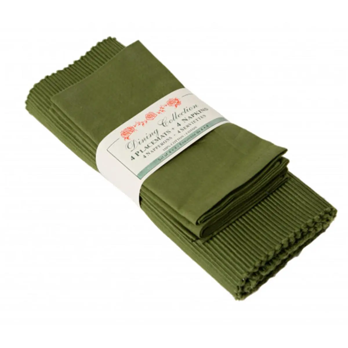 Mr. MJs Trading AG-05331 4 Placemats Plus 4 Napkins Set, Henna Moss