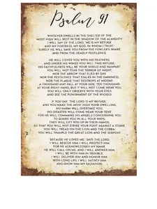 Psalm 91 Wall Art High-Quality Tin Reflective Scripture Bible Verse Sign 8x12 inch Inspirational Quotes for Home Office Christian Religious Gift Decoration Metal