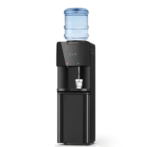 Water Cooler Dispenser Hot Cold & Cool Water Dispenser for 3 or 5 Gallon Bottles, Empty Bottle Indicator, Child Safety Lock, Ideal for Office, Home, Living Room, Dark Black