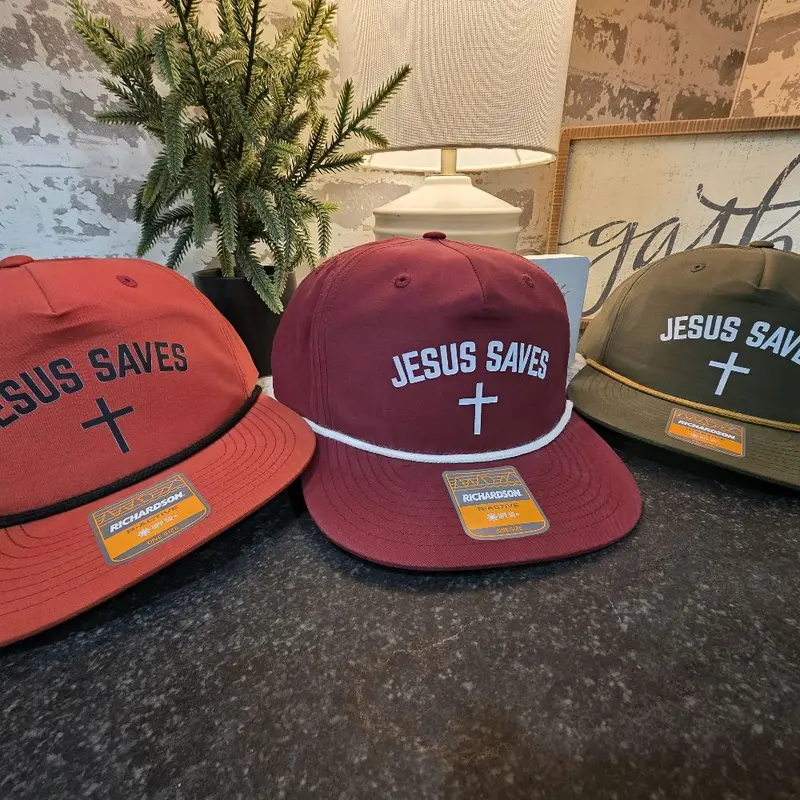 Richardson 256 "Jesus Saves" Snapback Trucker Hat, Casual Cap, Snapbackhats, Street Fashion Cap, Streetwear Headwear, Stylish Hat