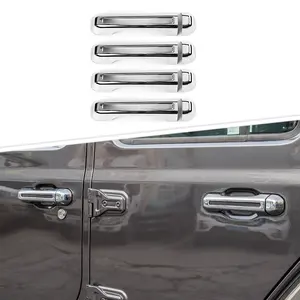 ABS Laser-Cut Scratch-Proof Exterior Door Handle Shell Cover Trim - Self-Adhesive, DIY Install Car Exterior Accessory (Set of 8) for 2018+ Jeep Gladiator JT
