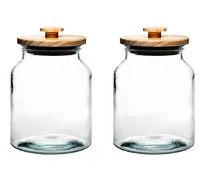 10 Strawberry Street Set of 2 Denali Canisters w/ Wood Lid