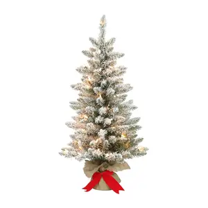Puleo Pre-Lit 3' Flocked Fraser Fir ArtificialChristmas Tree