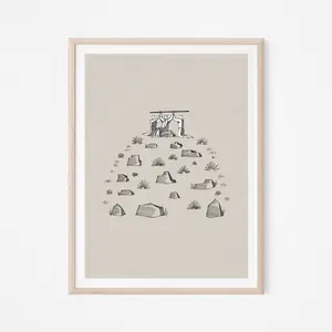 Aaron And Hur, Bible Sketches, Israel, Modern Christian, Lord Is My Banner, Moses Lifted Staff, Moses Wall Art, Room Decor, Unframed