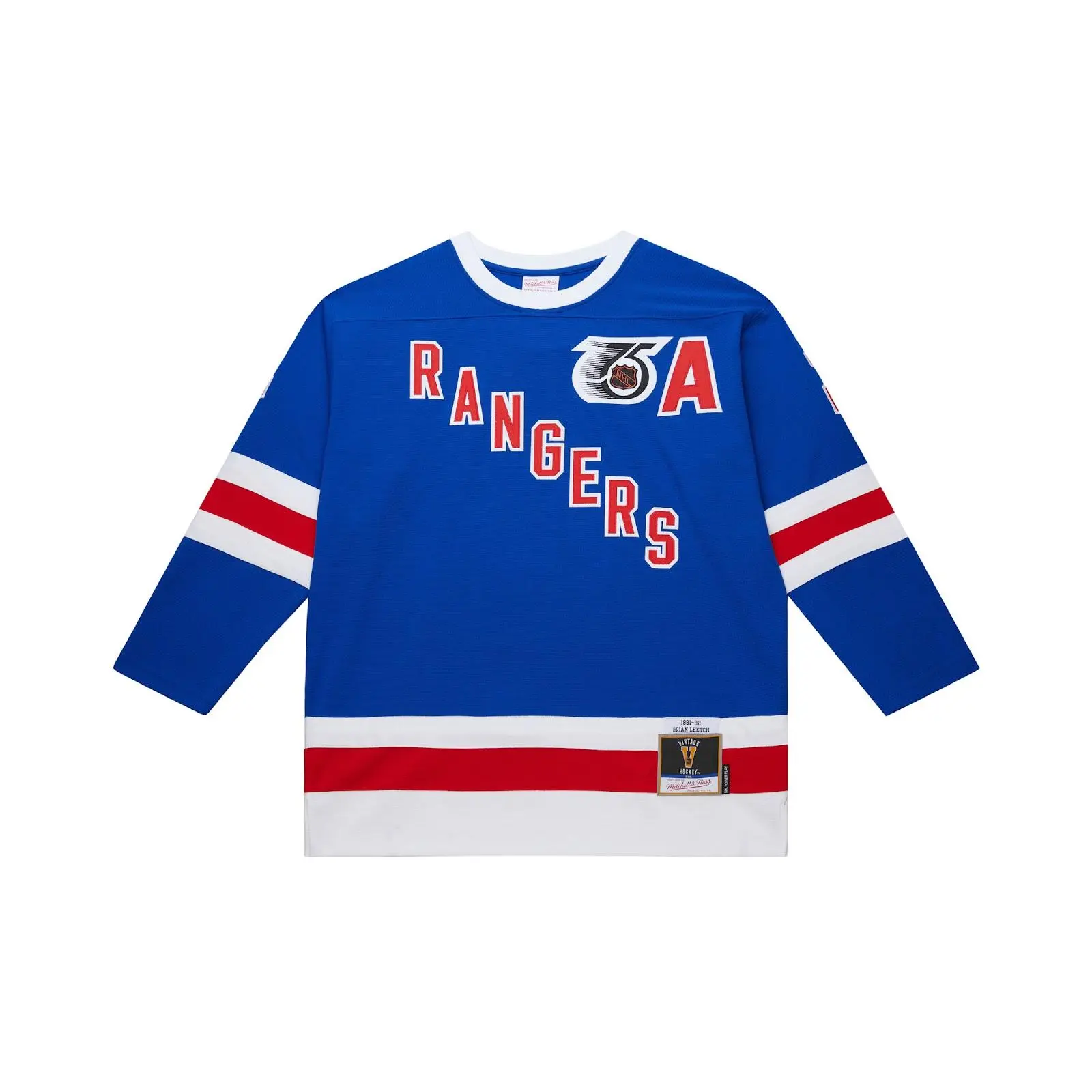 Brian Leetch New York Rangers 1991-92 Blue Power Play Jersey NHL Throwback Hockey Fan Gear Mitchell & Ness