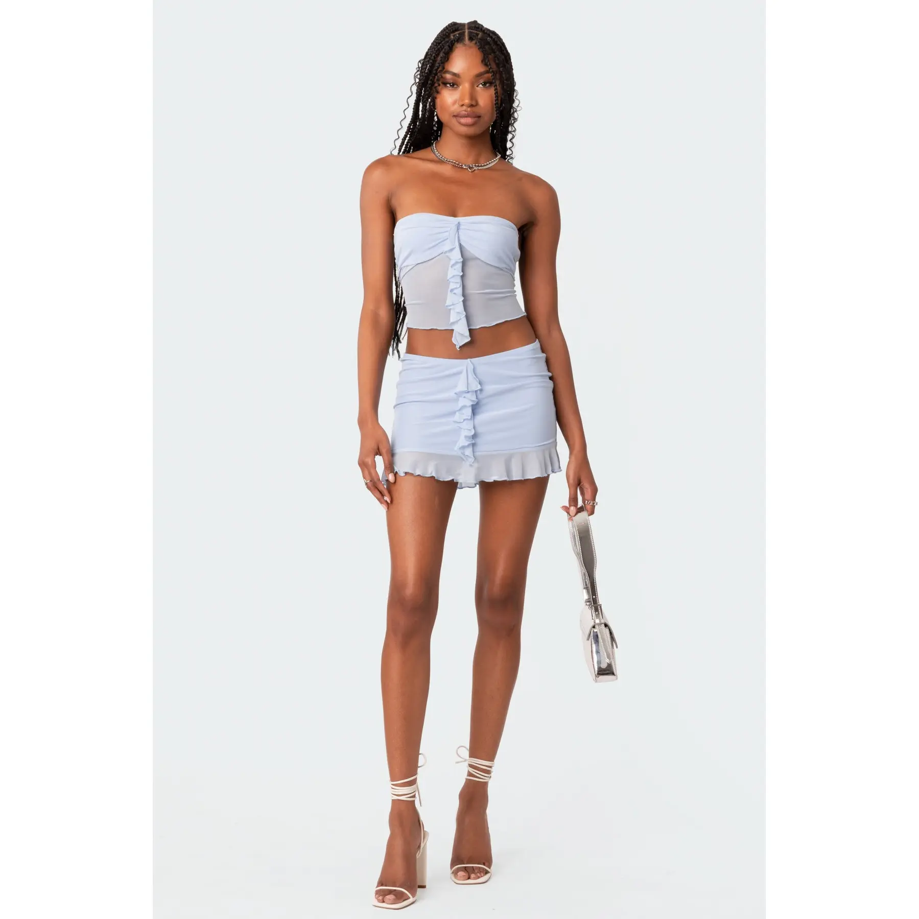 Solange Ruffle Mesh Mini Skirt