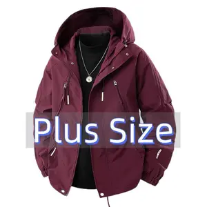 Men's Heavy-Duty Hooded Jacket - Windproof, Plus Size/Big & Tall, Black puffer fleece fitness s-xxxl cotton varsity baseball