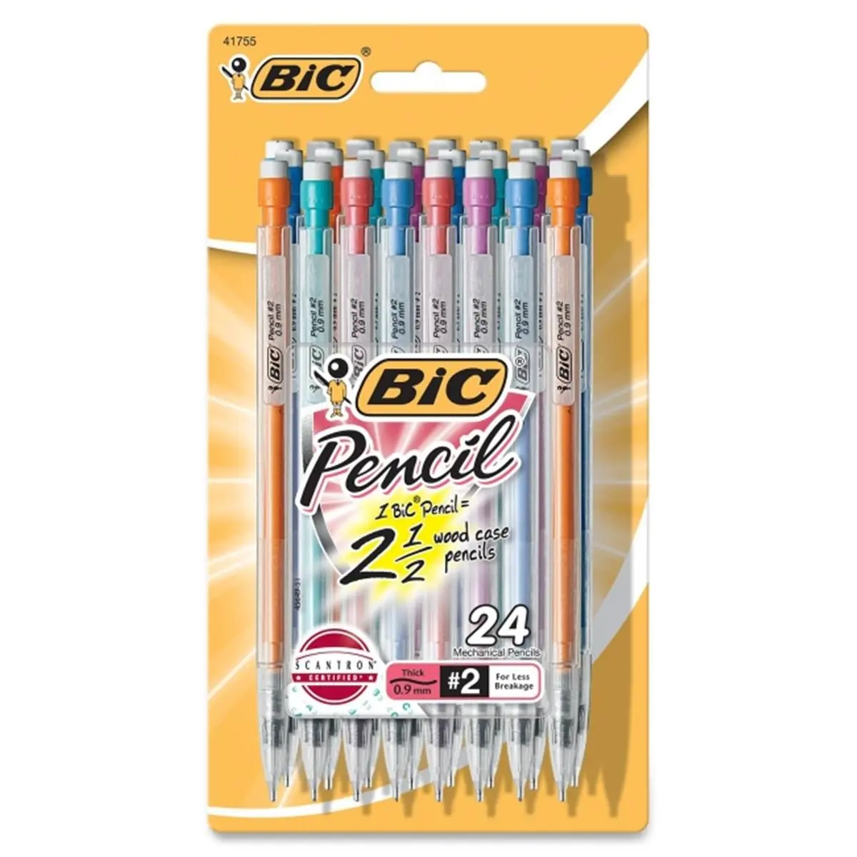 BIC Mechanical Pencil Set, 24-Pack 0.9 mm Smudge-Proof Smooth-Writing Lead Pencils with Convenient Pocket Clip for School, Office Stationery Needs