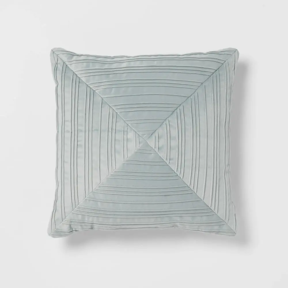 18"x18" Luxe Square Velvet Pleated Decorative Pillow Light Teal - Threshold