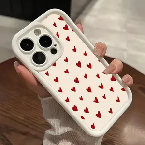 Small Love Heart Pattern Case for iPhone 17 16 15 14 Pro Max 13 12 11 XR XS Plus Shockproof Drop Protection Rugged Durable Silicone Cover