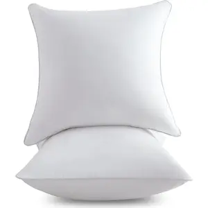 18 x 18 Pillow Inserts (Set of 2) - 18 Inch Square Interior Sofa Throw Pillow with 100% Cotton Cover - Decorative Pillow Insert Pair - White Couch Pillow
