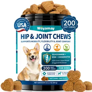 Woyamay Hip & Joint Support Chews for Dogs Glucosamine Chondroitin MSM Turmeric Yucca 200 Soft Chews for Joint Health Pain Relief & Flexibility summerwins DealsForYouDays