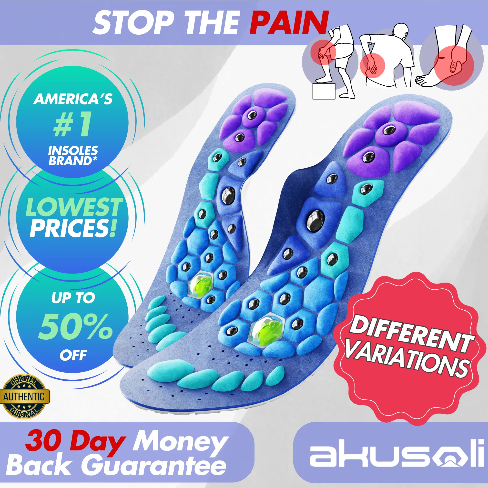 Supporting Insole Poster Akusoli Insoles for Foot Pain Relief & Comfort - TikTok Shop