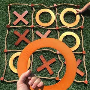 Giant Tic Tac Toe Game (All Weather) | 3ft x 3ft | Big Wood X & O Pieces with Rope Game Board | Large Outdoor Tic Tac Toss Across Yard Game for The Whole Family | Wooden Tic Tac Toe Game