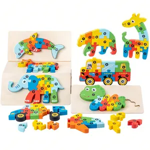 Wooden Puzzle Toy, Fun Educational Toy for Kids, 3D Dinosaur Puzzle Toy, Ideal for Entertainment, Wooden Jigsaw Puzzle
