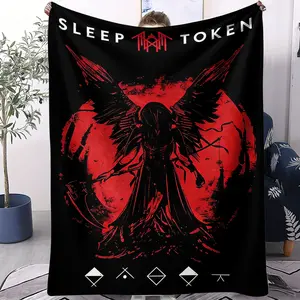 Rock band themed blanket with the "Sleep Token" sleep god pattern, suitable for adults and teenagers' living room sofas, outdoor travel blankets, and the perfect gift for fans, Decoration