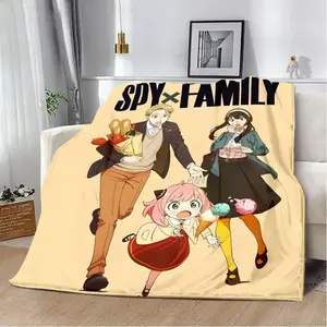 Spy x Family Anime Cartoon Printed Flannel Blanket Soft Cozy Warm Throw Blanket for Sofa Bed Picnic Travel Home Decor Birthday Gift for Fans