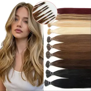 I Tip Human Hair Extensions 12inch-20inch Micro Ring Hair Natural Straight Machine Remy Hair 50 Strands 30g/pack Real Human Hair Thin Ends