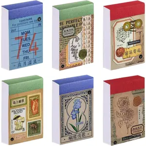 12 Sets 600 PCS PRSTINCOL Writable Surface Decorative Stickers Crafting Kit Vintage-Inspired Scrapbook Materials for Scrapbooking and Junk Journals