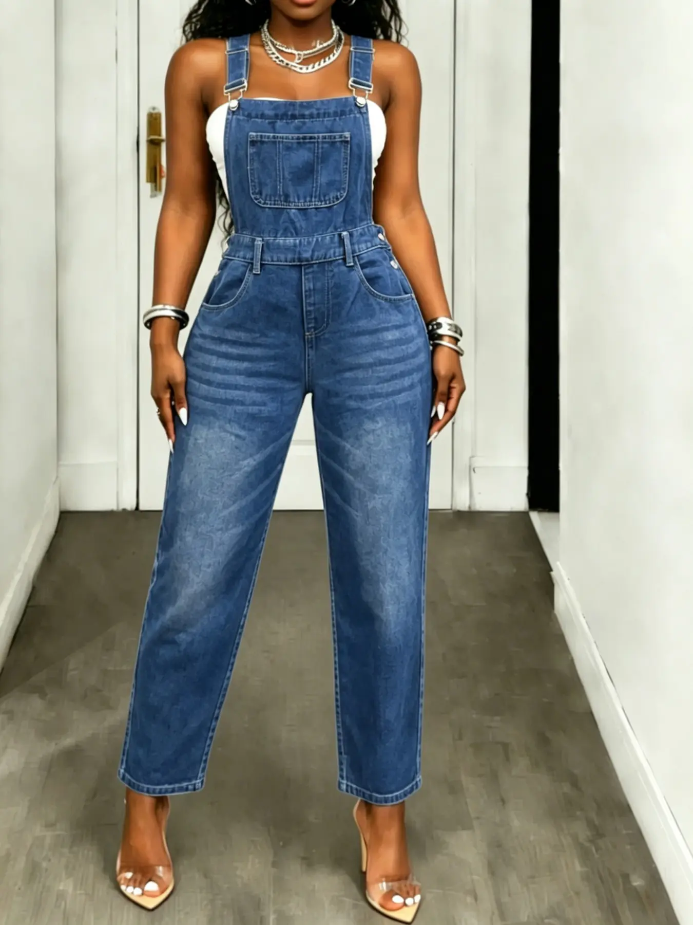 Women's Loose Fit Harlan Denim Overalls, Denim Overall Pants, Comfortable Non-Restrictive, Durable Street Style, All-Season Fashion Choice, Womenswear