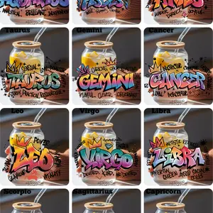 Zodiac Astrology Graffiti Style UVDTF Prints Perfect for your small business. Width of each design varies. Durable Fade-Resistant Transfers for hard surfaces- Stylish Practical Design