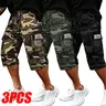 Men's 3-Pack Urban Camouflage Cargo Shorts - Military Style, Tactical Pockets, Mid-Thigh Length, Loose & Fitted Options, Adjustable Drawstring Waist, Outdoor-Casual Wear, Father's Day Gifts, S Size Available