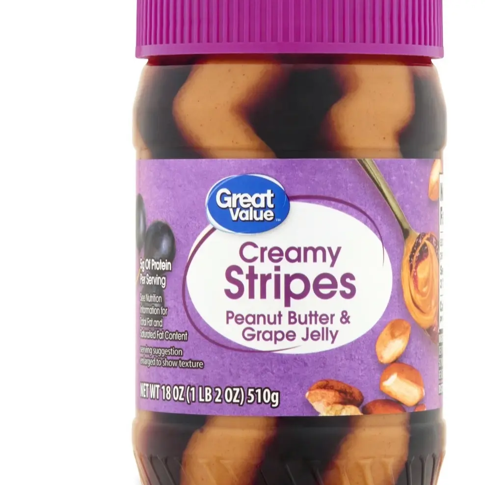 2 Pack Creamy Stripes Peanut Butter & Grape Jelly, 18 oz - Delicious Snack