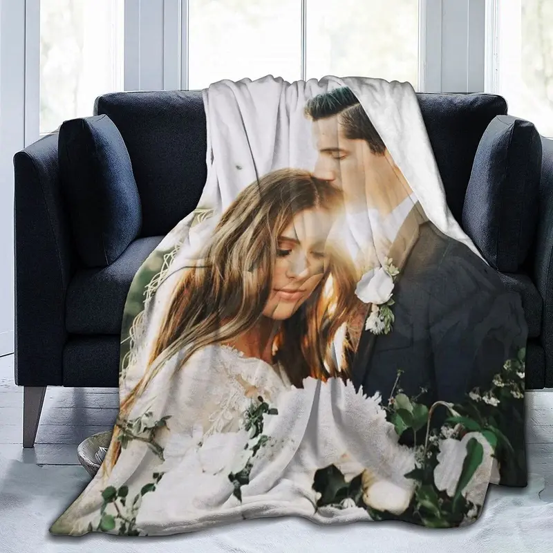 Custom Photo & Text Colorfast Ink Lightweight 40"x50" Flannel Throw Blanket - 40"x50" Lap Cover, Cozy, Comfy, Breathable, Soft for Modern Home Decor, Blankets for Bed, Custom Adult Christmas Gifts
