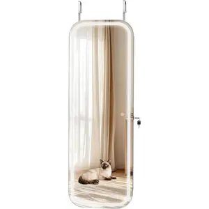 VEVOR Mirror Jewelry Cabinet, 42.5-inch Tall, Full-Length Mirror with Storage, Wall Mount/Over the Door Jewelry Armoire Organizer, Rounded Design, Lockable with 2 Keys and a Travel Organizer, WhiteVEVOR Super Brand Day