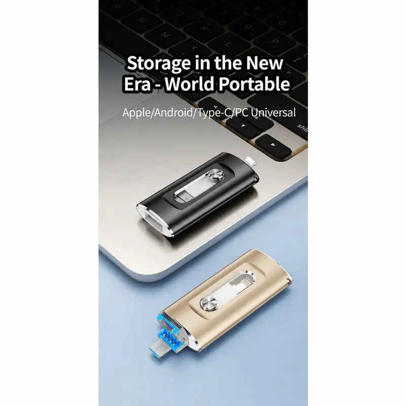 Quriov 3-in-1 1TB Fast USB 3.0 Move Flash Drive, Compact Portable OTG Support USB Memory Stick with Free Adapter, External Storage for Computers, Android Phones, Gift Idea