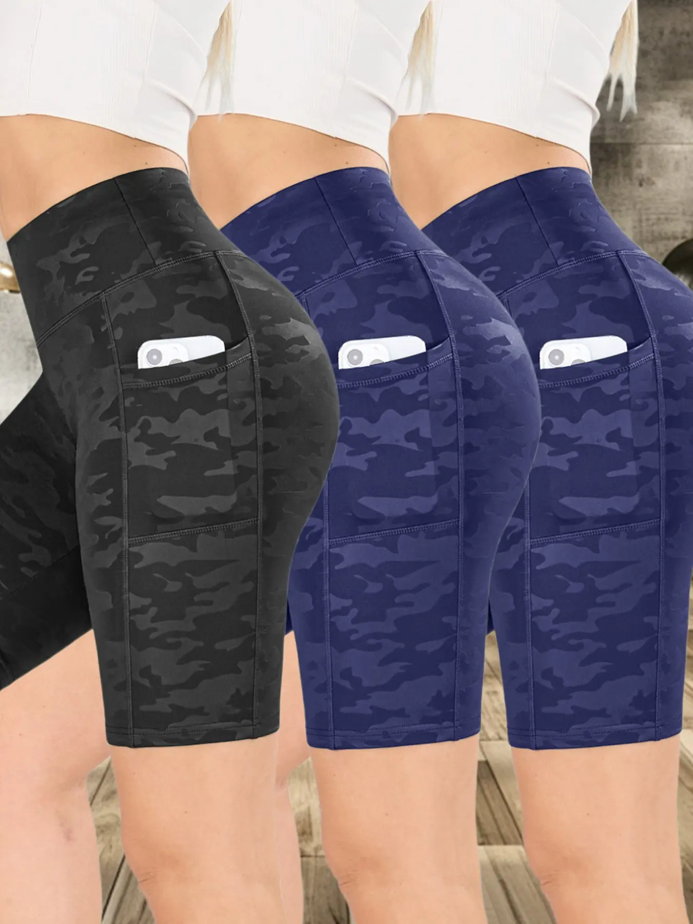 Women's Camo Print Gym Shorts, Breathable Comfortable Skinny Shorts, Side Pockets Shorts, Ladies Sportswear for Indoor Outdoor Wear, Stretch Shorts, Bottoms Women's Camo Print Gym Shorts, Breathable Comfortable Skinny Shorts, Side Pockets Shorts, Ladies Sportswear for Indoor Outdoor Wear, Stretch Shorts, Bottoms