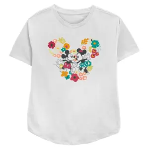 Women's Mickey & Friends Floral Heart Couple T-Shirt