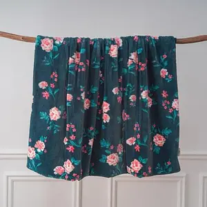 Warm & Cozy Floral Print Luxury Faux Fur Throw Warm & Cozy Floral Print Luxury Faux Fur Throw