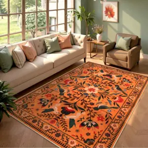 Boho Style Floral Pattern Area Rug, 1 Count Non-slip Soft Floor Mat, Decorative Carpet for Home Living Room Bedroom Study Room, Modern Indoor Rug, Boho Runner Rug, Floral Area Rugs