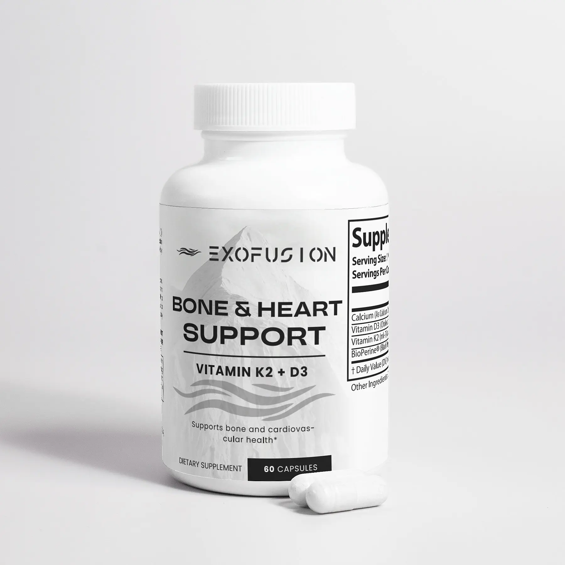 Vitamin K2 + D3 Bone and Heart Support Capsules - Promotes Healthy Blood Clotting Healthcare Supplement Dietary Fitness Edible Calcium