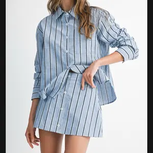 striped long sleeve shirt and skort