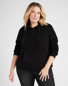 Plus Size Long Sleeve Half Zip Plush Pullover