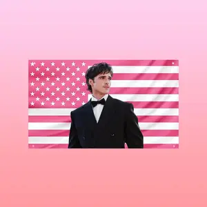 Jacob Elordi Pink American Flag Tapestry, Euphoria Nate Jacobs Flag, Hot Actor Frat Room Decor, Celebrity Aesthetic Wall Flag
