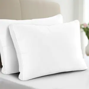 Hannah Bedding Pillows Set of 2, Hotel Quality Gusseted Bed Pillows - Premium Fluffy Down Alternative Pillows, Soft Fabric Geometric Pattern, All Season Cozy Bedding Pillows for Back, Stomach & Side Sleepers