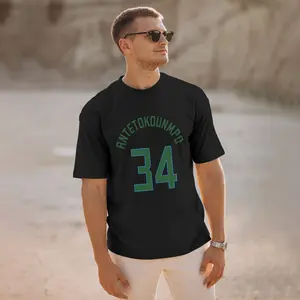 Giannis Antetokounmpo Men's 100% Cotton Casual Short Sleeve Clothes Long