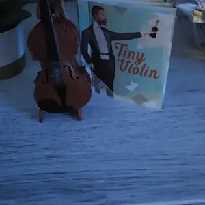 Tiny Violin Mini Sound Toy with Strings, Bow, Book, Display Stand & Chinrest - Soundtrack-Infused Funny Gag Gift for Friends, 2026 Christmas Stocking Stuffer