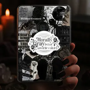 Floral Morally Grey Is My Favorite Color Kindle Grip Dark Romance Magnetic Holder Gothic Magsafe Phone Kindle Accessory