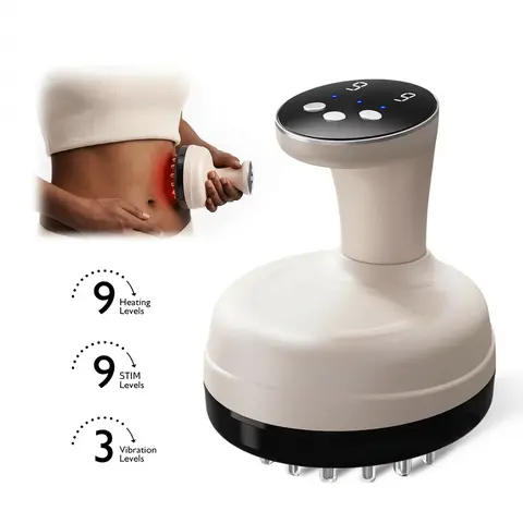 Sooradiant 3 in 1 Electric Handheld Massager with Heat & Vibration, Drainage & Anti Swelling Gua Sha Tool for Belly, Legs & Full Body, Portable Body Relaxation Tool, Gift for Mom