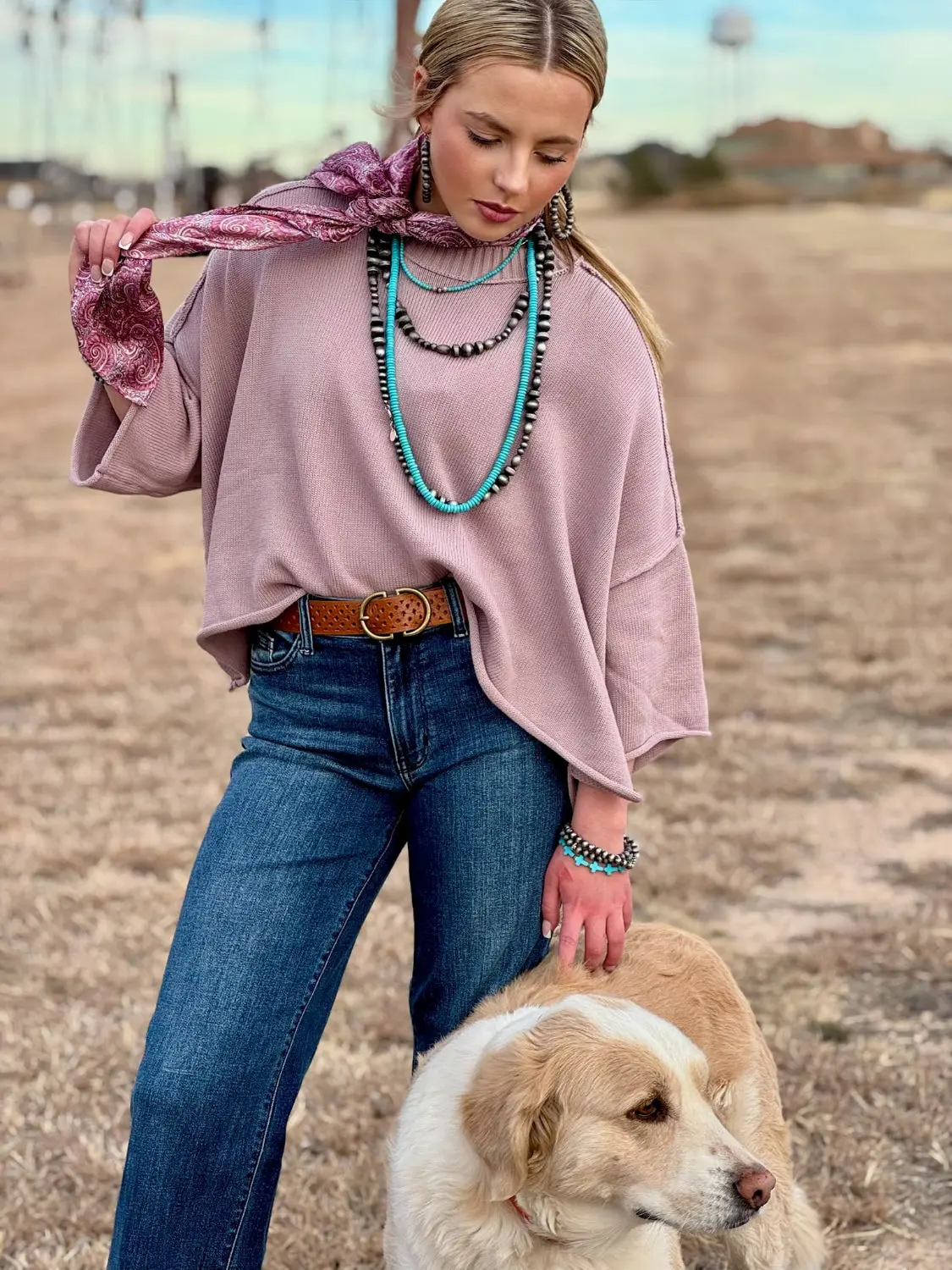 Tiffany Raw Hem Mauve Sweater