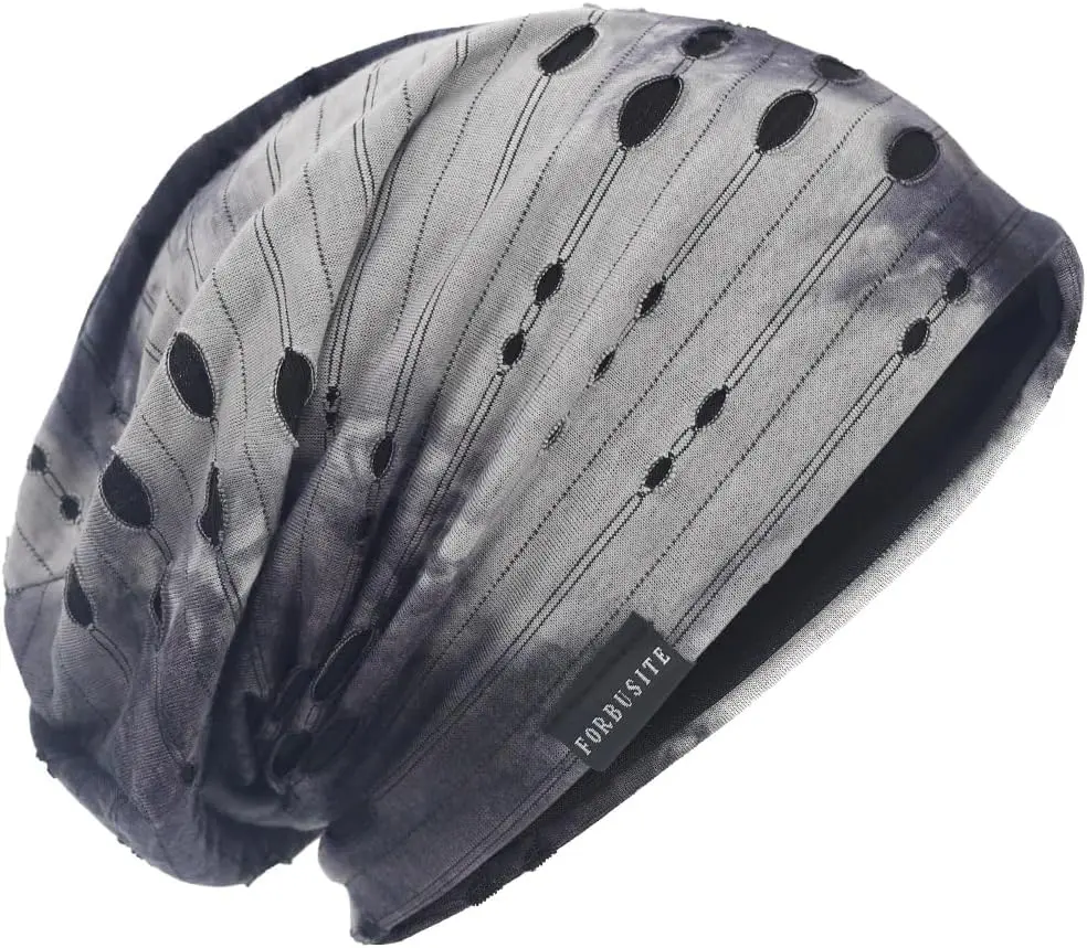 Ruphedy Men's Slouchy Beanie Summer Thin Hollow Long Oversized Skull Cap B301